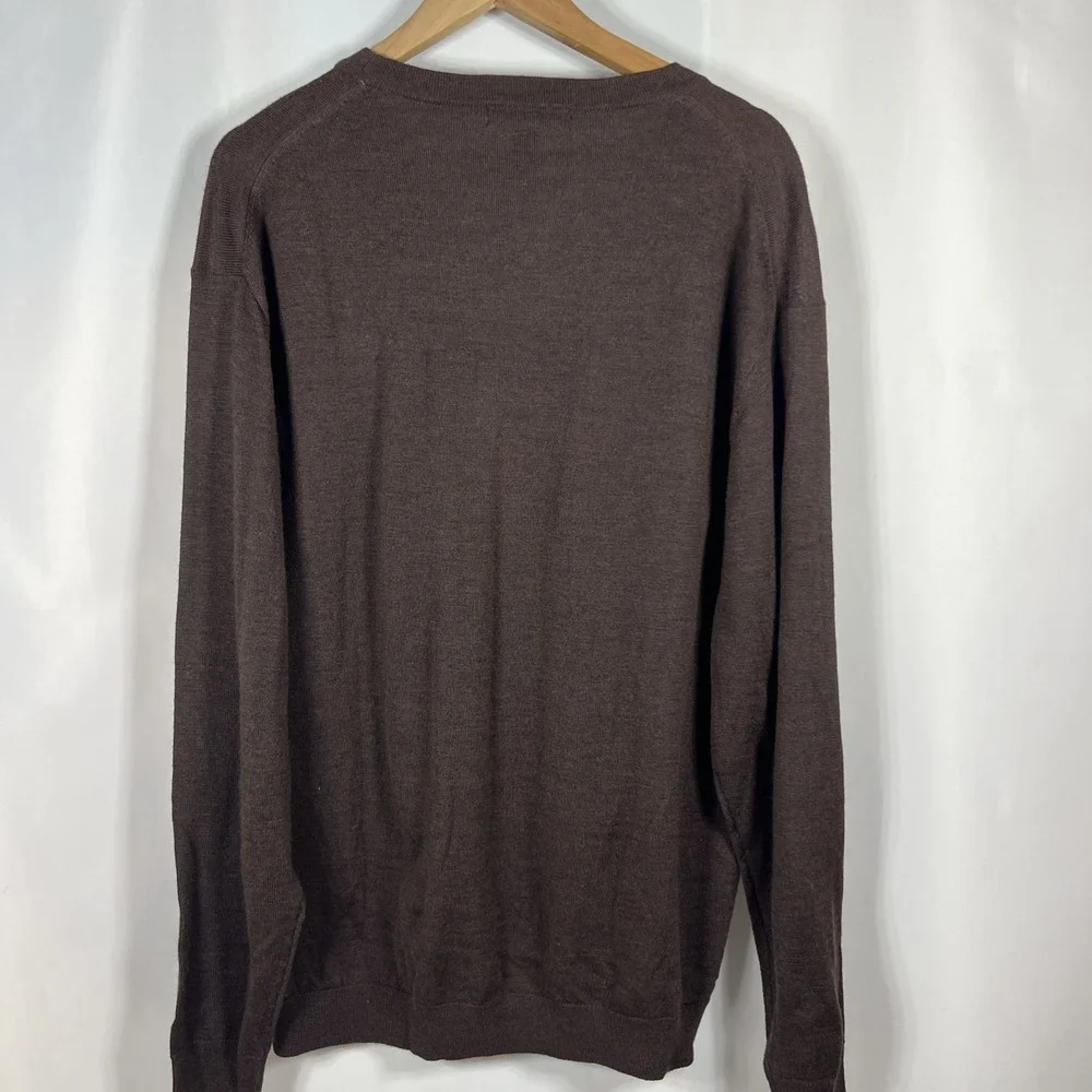 NWOT Linea‎ Uomo Brown Lightweight Wool Blend Preppy Cardigan Size 2XL